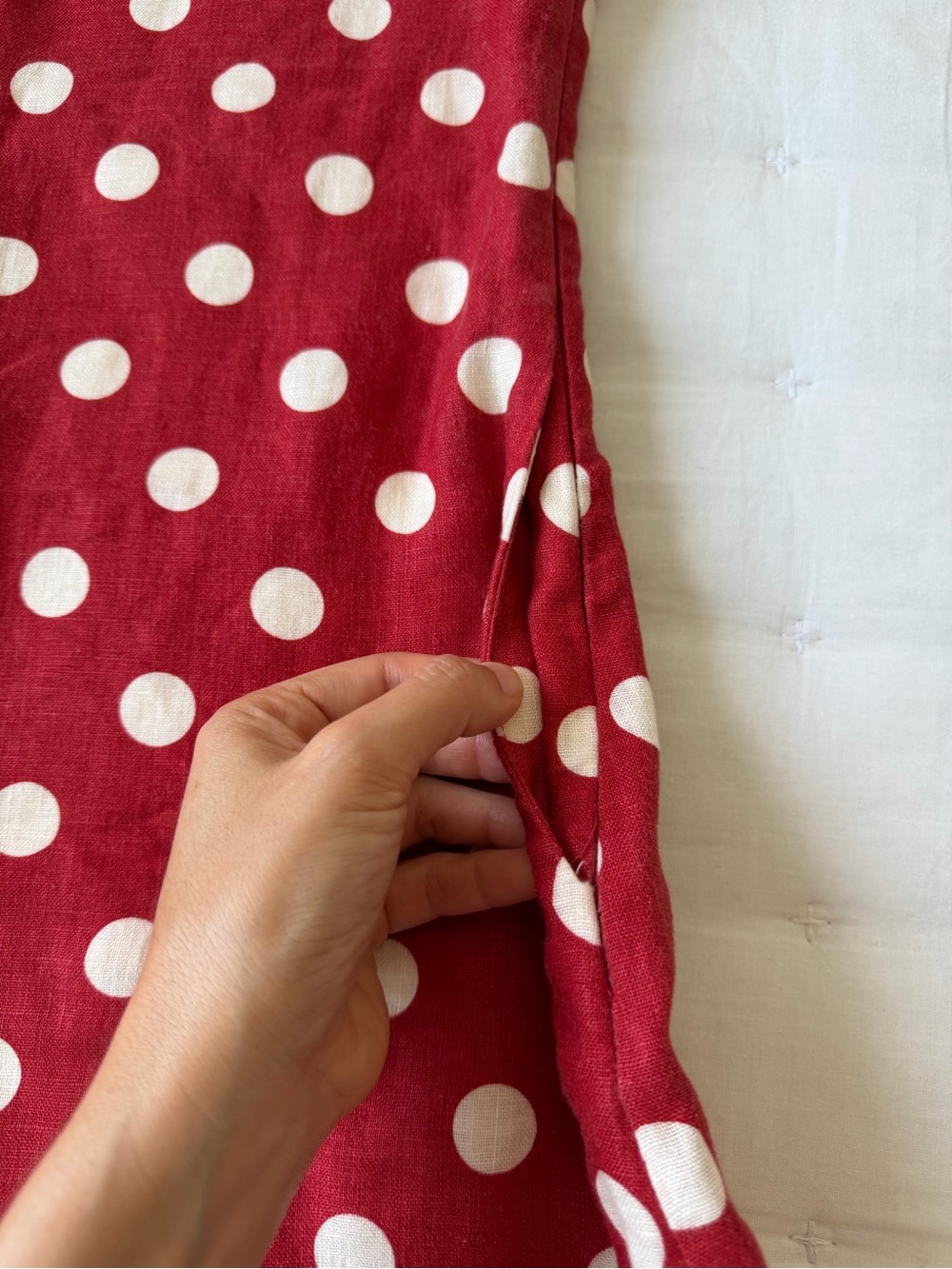 Posse XS Alice Red Polka Dot Linen Mini Dress - Picture 11 of 15